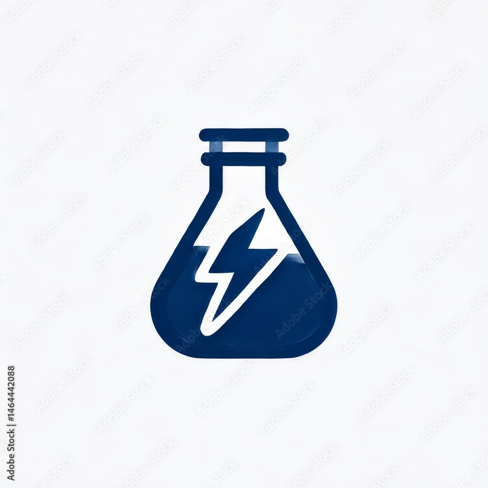 Poster erlenmeyer flask with lightning bolt: a visual depiction of energy, innovation, and scientific resea