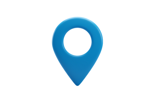 Blue Location Pin Icon GPS Marker Map Pointer Navigation Symbol Digital Design Element isolated on transparent background