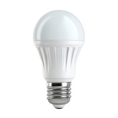 A clean, energy-efficient LED light bulb stands against a white background, highlighting its modern design and environmental benefits with smooth, white casing.