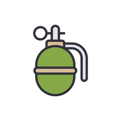 Stylized hand grenade illustration against a solid White Background design