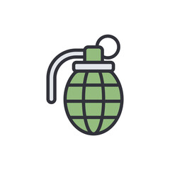 Fototapeta premium Stylized grenade emblem on a White Background symbolizing danger
