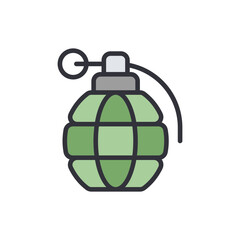 Stylized hand grenade with a segmented sphere on a White Background