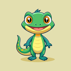 Fototapeta premium Adorable Cartoon Green Lizard Illustration