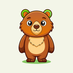 Obraz premium Adorable Brown Bear Cartoon Illustration