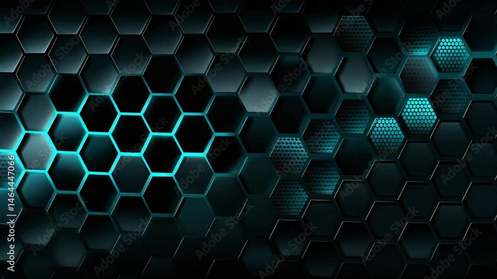 Aufkleber dynamic hexagonal backdrop with blue neon accents for creative projects