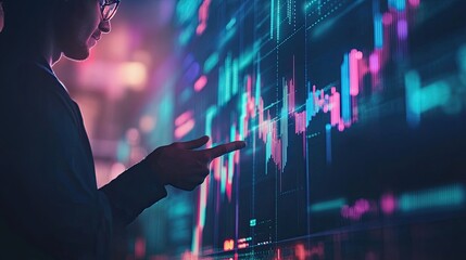 Financial insight, analyzing stock market data with futuristic interface