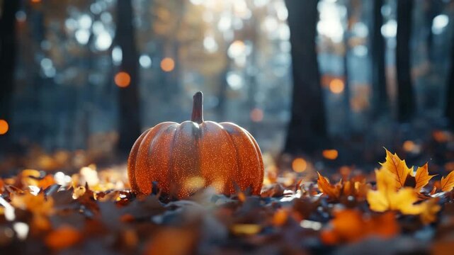 Autumn Leaf, Orange Pumpkin Foliage Creates Serene Fall Feeling Festive 66 characters
