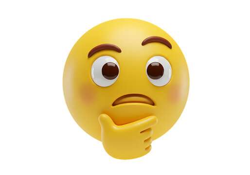 Naklejki 3D Render of a Thinking Emoticon with a Concerned Expression isolated on transparent background