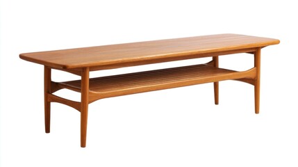Fototapeta premium Mid-century teak coffee table isolated on white background 