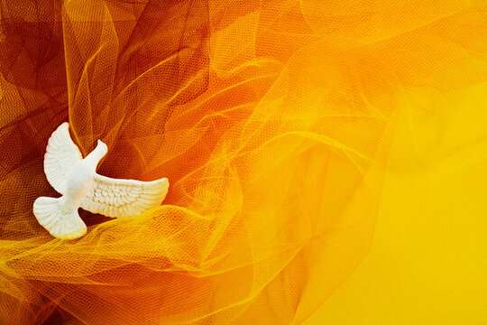 Pentecost Sunday. Pentecost background with flying dove