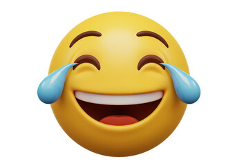 Crying Laughing Emoji High Resolution 3D Render Image isolated on transparent background