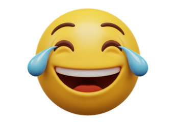Crying Laughing Emoji High Resolution 3D Render Image isolated on transparent background