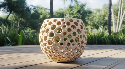 Hollow Ceramic Bowl Outdoors