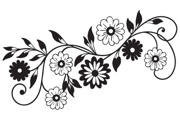 Elegant Floral Vector Design for Crafting & Decor, Black and White Flower Clipart for Printing Projects, Vintage Botanical Line Art for Invitations and Tattoos