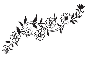 Naklejka premium Elegant Floral Vector Design for Crafting & Decor, Black and White Flower Clipart for Printing Projects, Vintage Botanical Line Art for Invitations and Tattoos