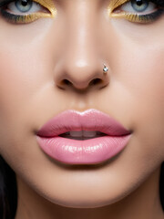 Fototapeta premium Close-up of lips and piercings