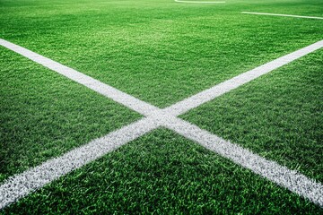 Obraz premium Green field with white lines crossing