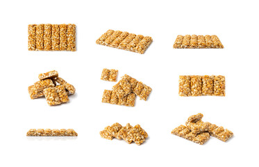 Sunflower Seeds Bar Isolated, Energy Snack with Honey, Sun Flower Seed Muesli Dessert, Protein Candy Bar