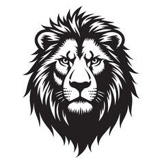 Fototapeta premium Majestic Lion Head Vector - Bold Black and White Tribal Style Illustration