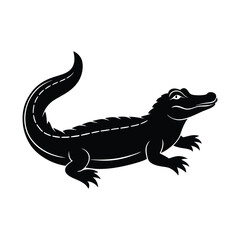 Fototapeta premium Basking Alligator Clean Vector Silhouette