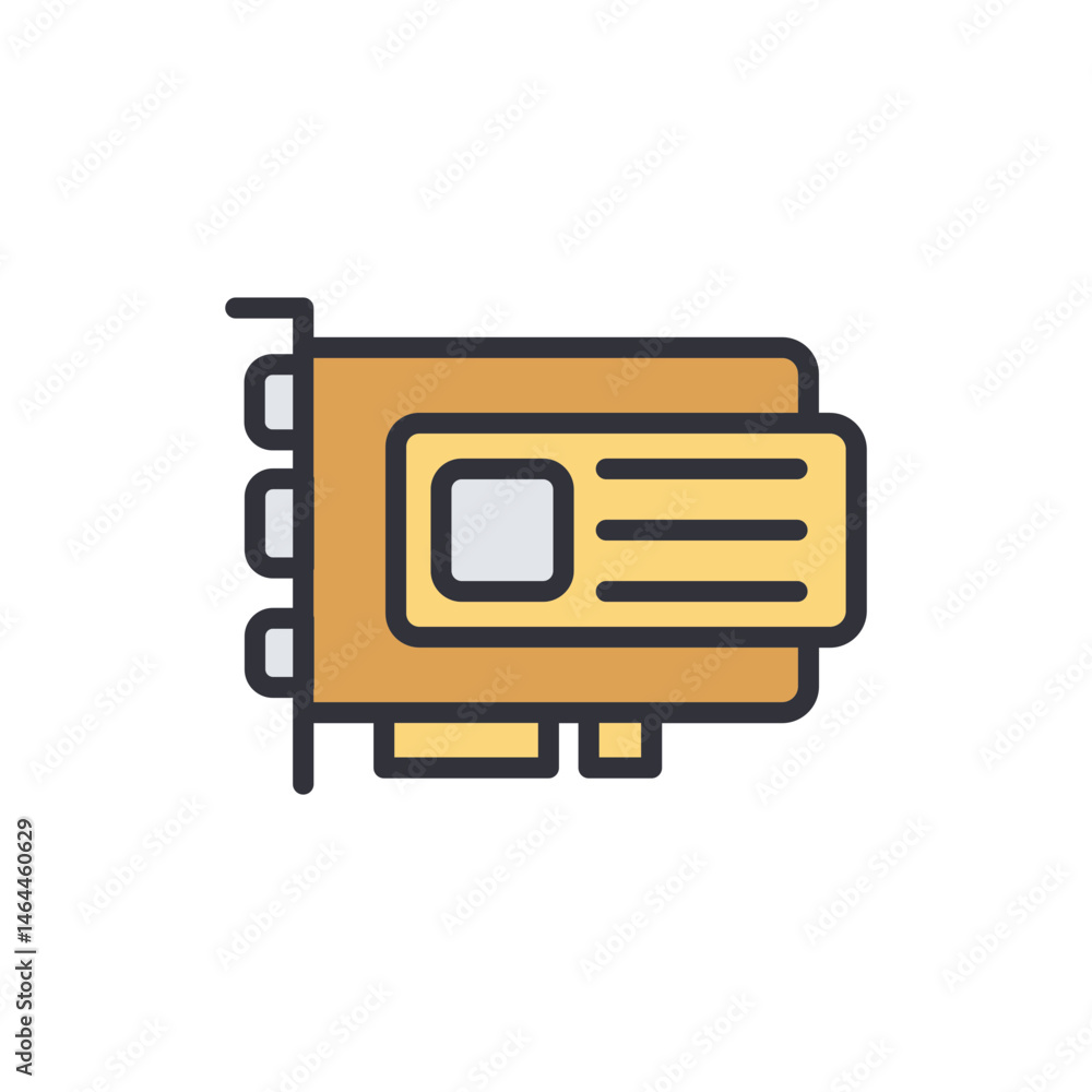Poster stylized vector illustration of computer hardware graphic processing unit