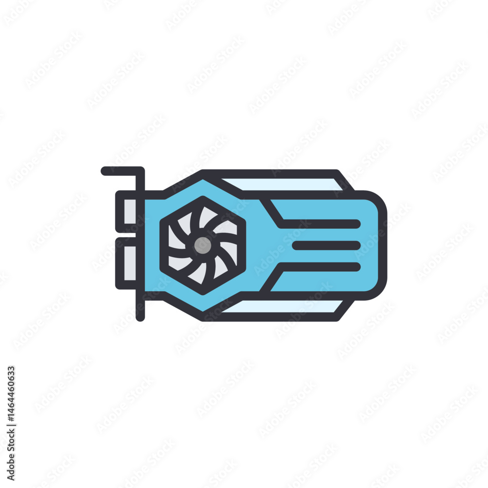 Poster stylized gpu icon depicting technological innovation for modern computing