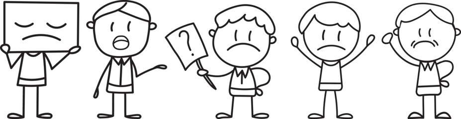 disgruntled people on strike stick figure vector