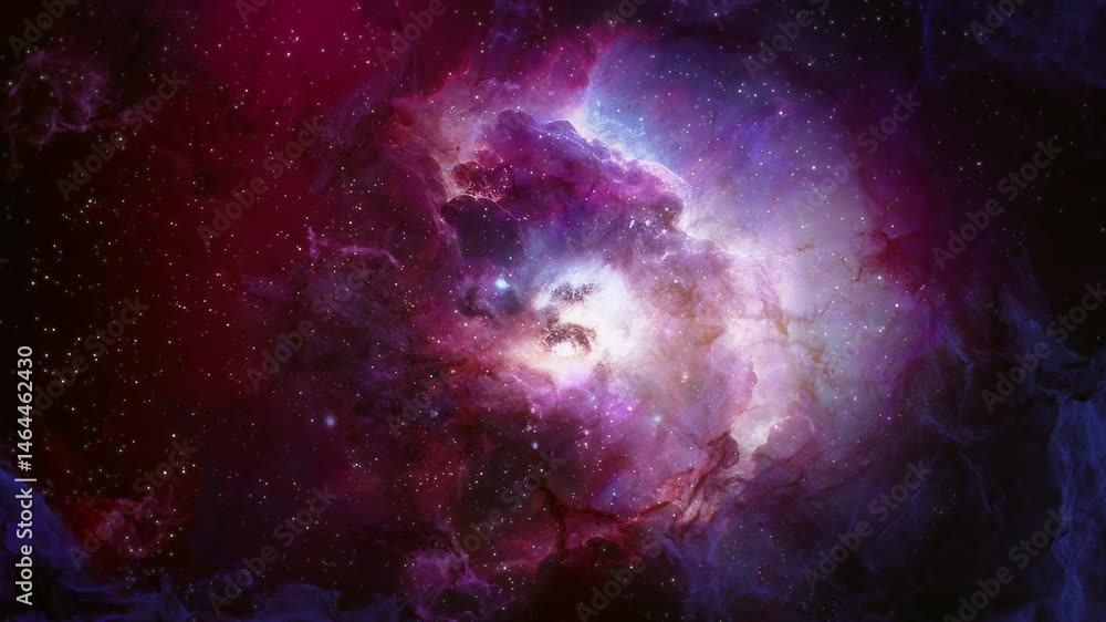Sticker deep space nebula clouds looping with soft glowing cosmic motion