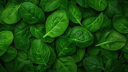 Fresh spinach leaves background green healthy food