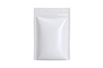 A sealed white sachet pouch designed for single-use packaging of small quantities of products.
