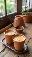 kulhad chai duo by the window with earthy Indian vibes