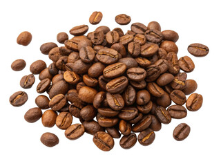 A mound of rich, aromatic coffee beans showcasing deep brown hues and glossy textures.