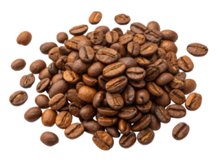 A mound of rich, aromatic coffee beans showcasing deep brown hues and glossy textures.