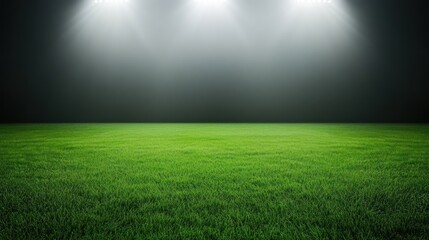 Obraz premium Illuminated green grass field at night