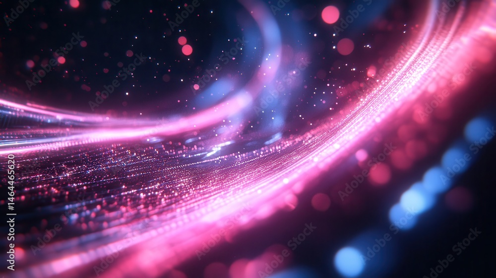 Poster abstract pink and blue light streaks with bokeh effect creating a futuristic background scene. abstr