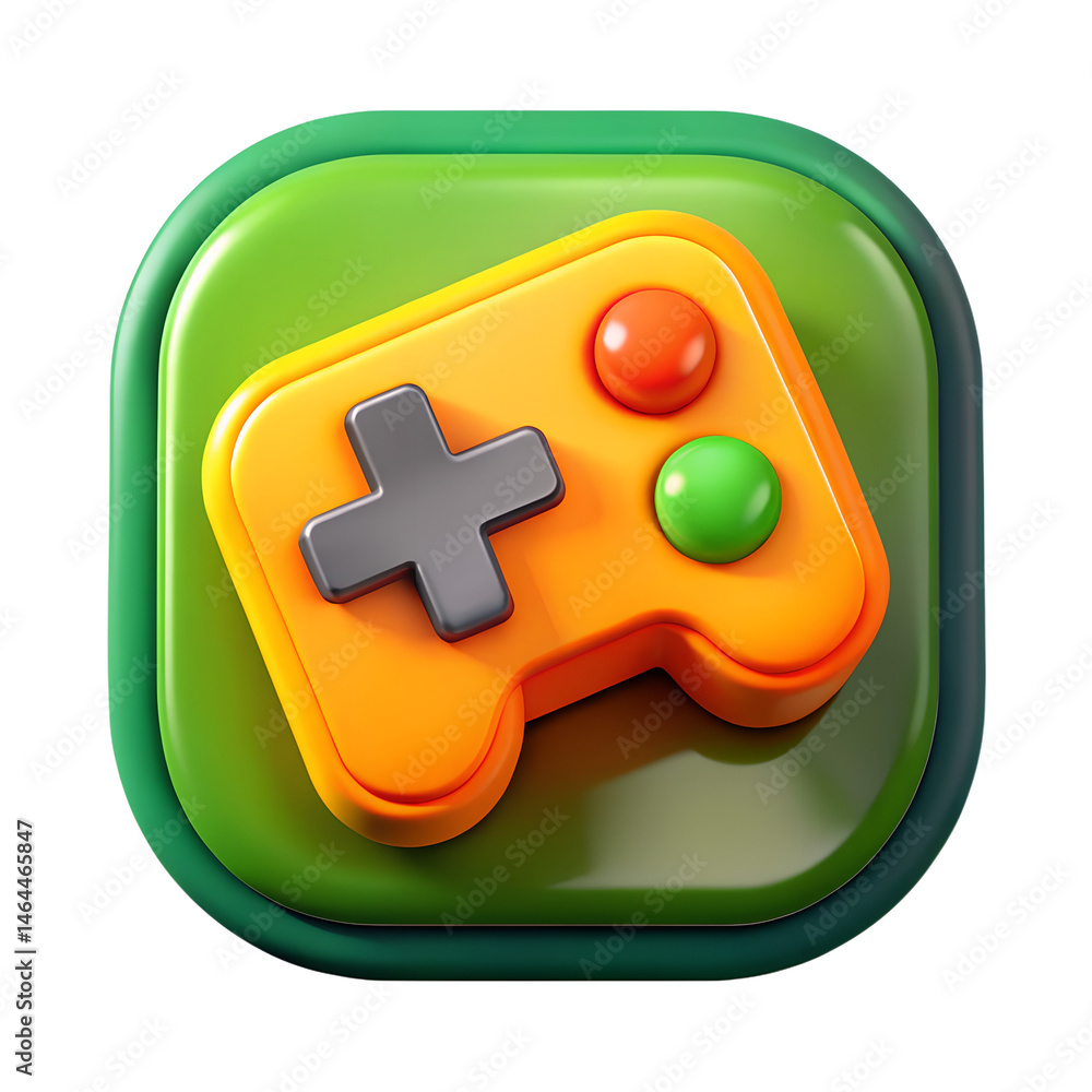 Aufkleber a colorful and modern high quality 3d rendering icon design of a gaming gamepad isolated on a green 