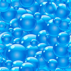 Air soap foam blue bubble seamless pattern