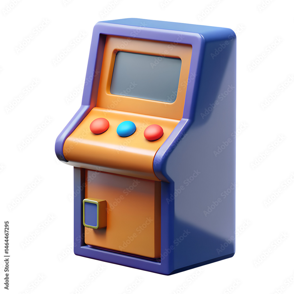 Poster colorful retro arcade game machine 3d illustration icon high quality 3d rendering icon design concep