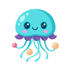 Naklejka premium Adorable Cartoon Jellyfish Illustration