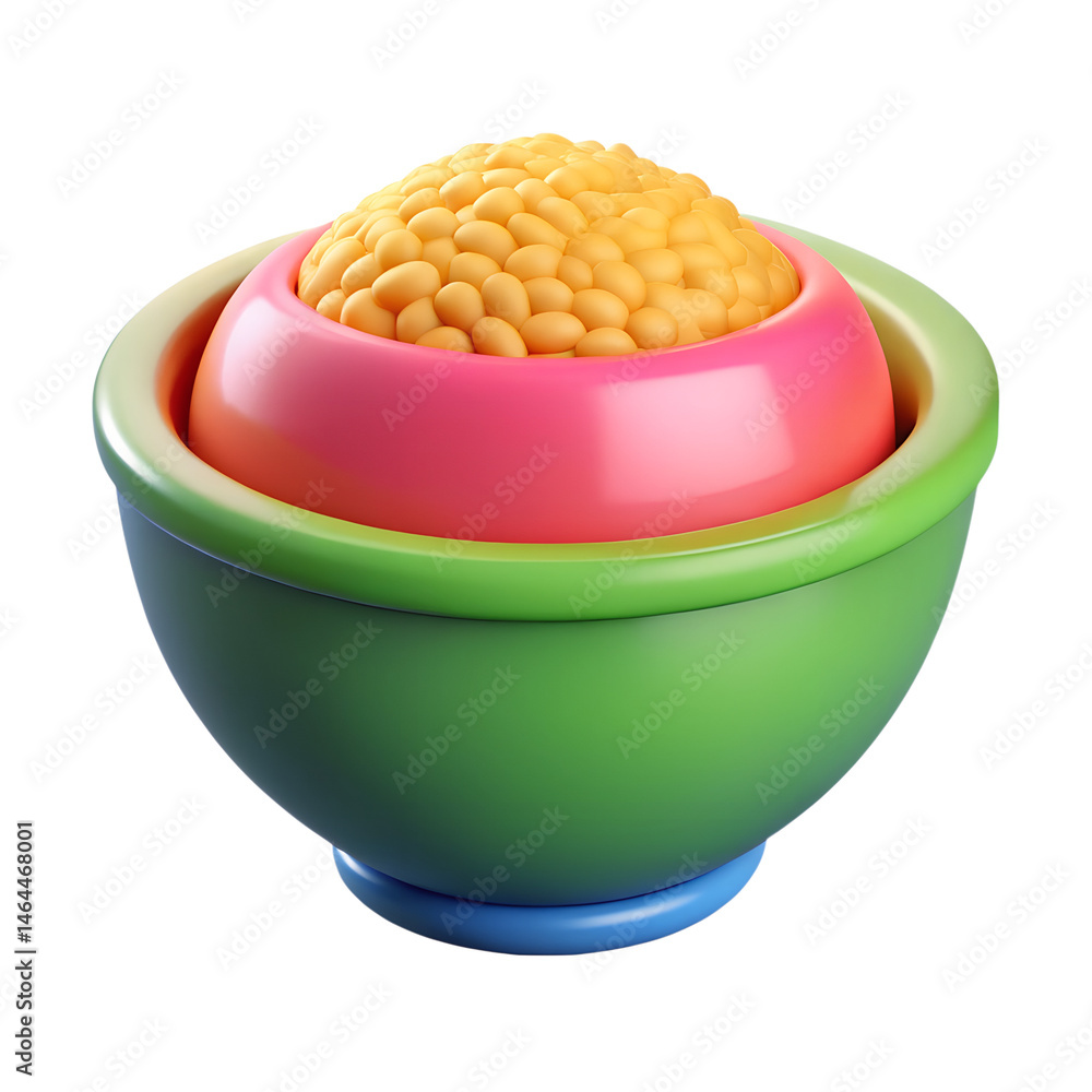 Poster vibrant 3d rendered colorful bowl design featuring food elements with a high quality 3d rendering ic