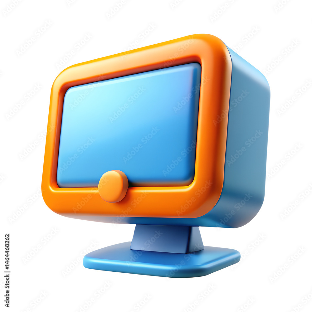 Poster vibrant high quality 3d rendering icon representing a computer monitor on a black background showcas