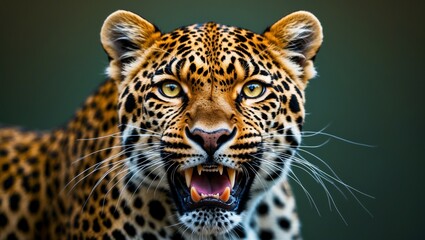 Obraz premium Close-up portrait of a dangerous wild spotted feline predator