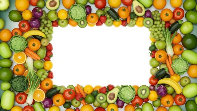 鮮やか色彩野菜果物枠 爽やか構成