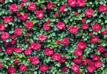 Vibrant Pink Roses on Lush Green Background, Floral Wall Texture, Beautiful Floral Patterns for Home Decor and Spring Themes