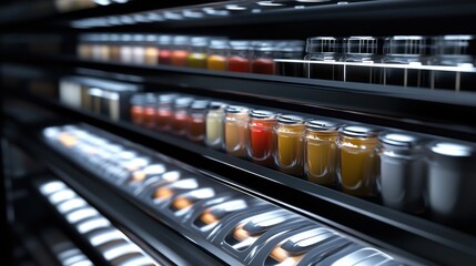 Modern Grocery Store Shelves with Jars