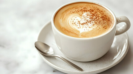 Creamy cappuccino with heart latte art