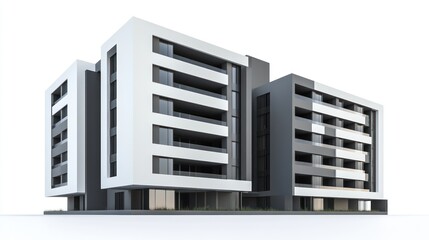 Fototapeta premium Modern Architectural Design: Sleek Apartment Complex Rendering
