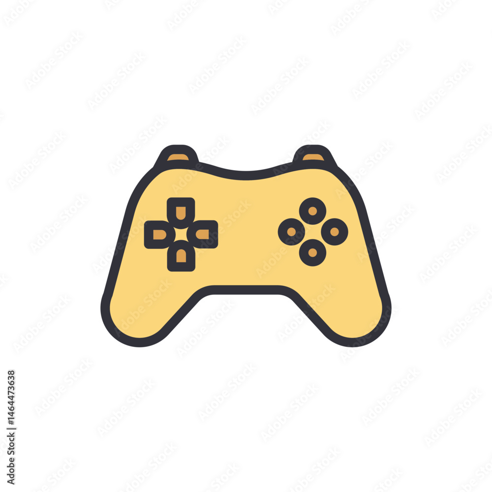 Poster stylized console gamepad icon on stark background offering simplicity