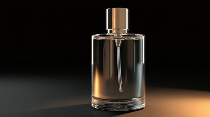 Clear Perfume Bottle on Dark Background