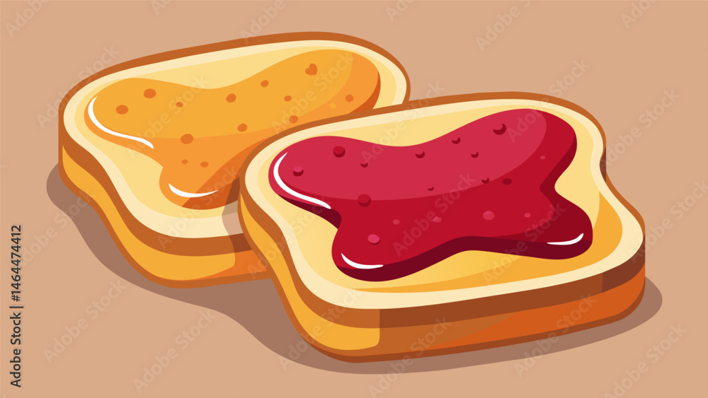 Poster a classic duo of peanut butter and jelly spread between two slices of soft white bread.. vector illu